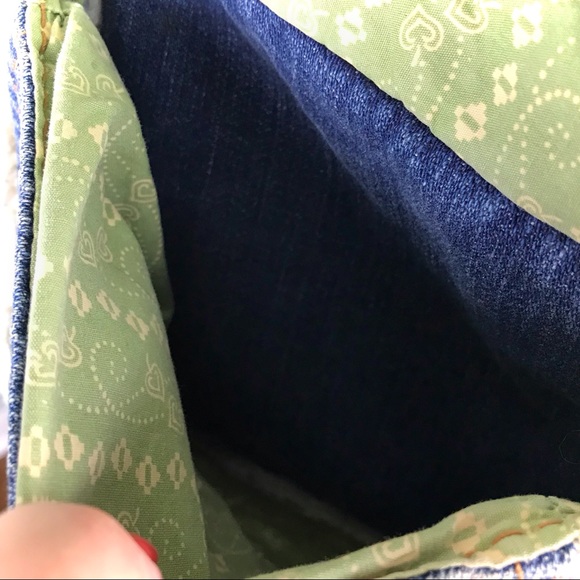 Gap 1969 Blue Denim Shearling Hobo Bag Jean Purse - Picture 11 of 14